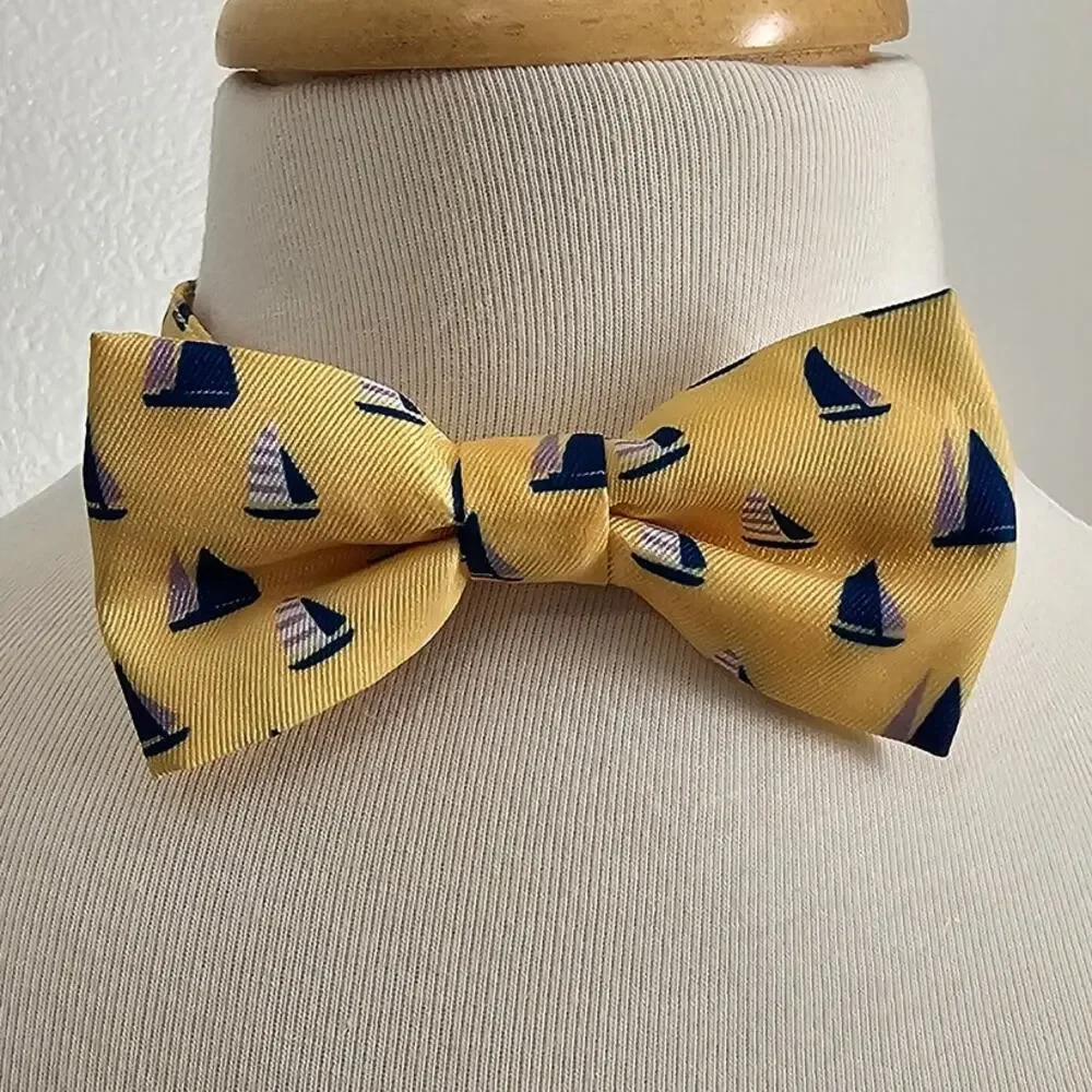 NWOT JANIE AND JACK Yellow Adjustable Boats Nautical Preppy Bow Tie 2T to 5T